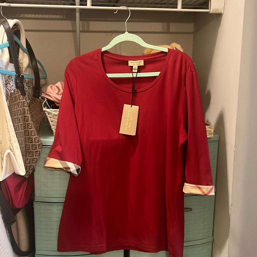 NWT Burberry 3/4 Sleeve Top